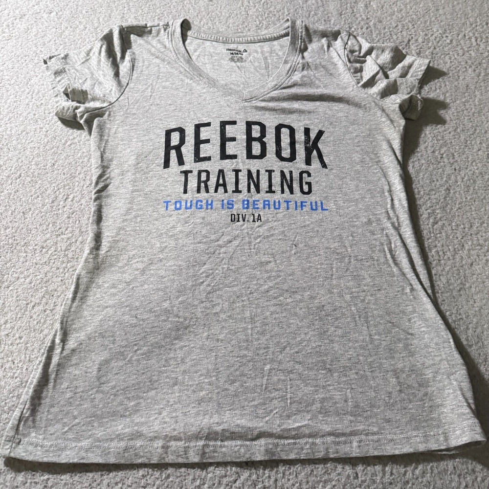 Reebok Short Sleeve T-Shirt Gray Women's Size Medium Tee Womens Training‎ Top